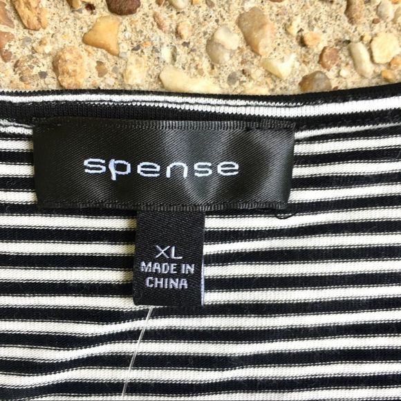 NWT Spence Black Ivory Striped Geometric Tunic L - Picture 2 of 7